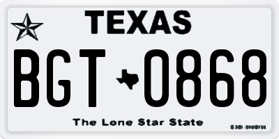 TX license plate BGT0868