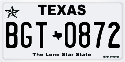 TX license plate BGT0872