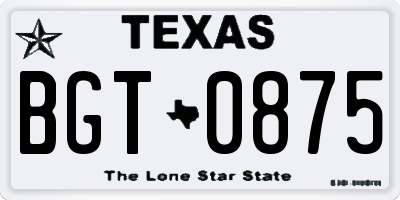 TX license plate BGT0875