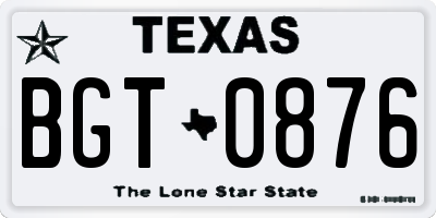 TX license plate BGT0876