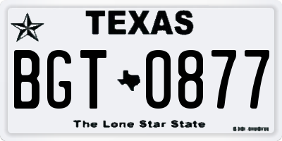 TX license plate BGT0877