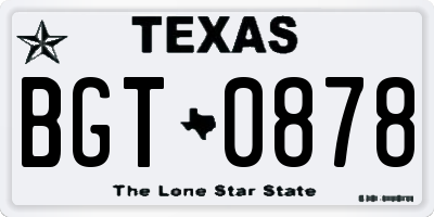 TX license plate BGT0878