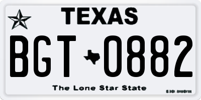 TX license plate BGT0882