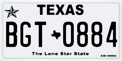 TX license plate BGT0884
