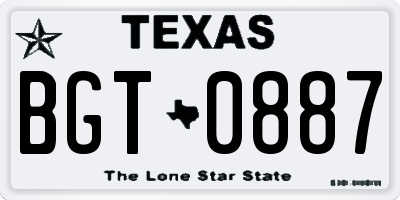 TX license plate BGT0887