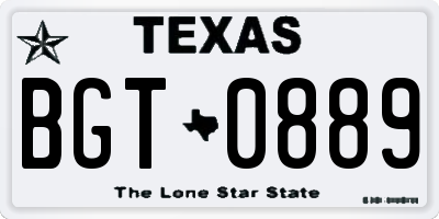 TX license plate BGT0889