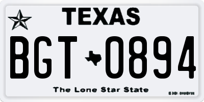 TX license plate BGT0894