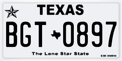 TX license plate BGT0897