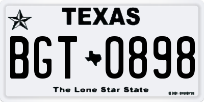 TX license plate BGT0898