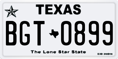 TX license plate BGT0899