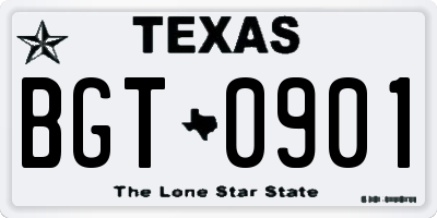 TX license plate BGT0901