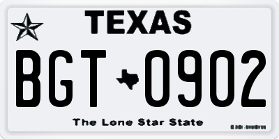 TX license plate BGT0902