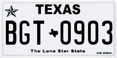 TX license plate BGT0903