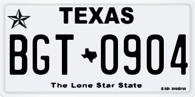 TX license plate BGT0904