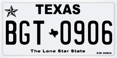 TX license plate BGT0906