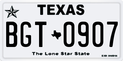 TX license plate BGT0907