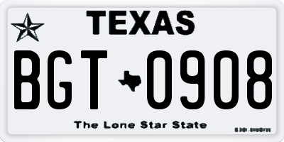 TX license plate BGT0908