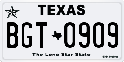 TX license plate BGT0909