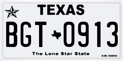 TX license plate BGT0913