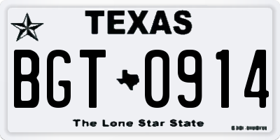 TX license plate BGT0914