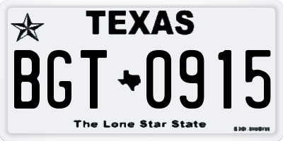 TX license plate BGT0915