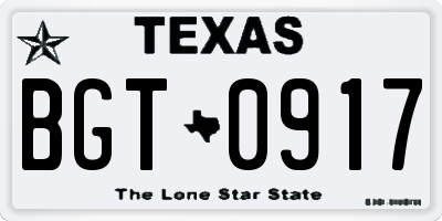 TX license plate BGT0917