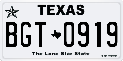TX license plate BGT0919