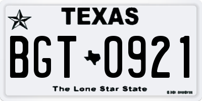 TX license plate BGT0921