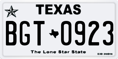TX license plate BGT0923