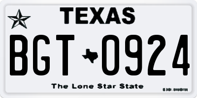 TX license plate BGT0924