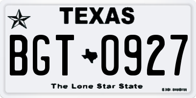 TX license plate BGT0927