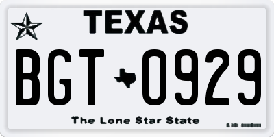 TX license plate BGT0929