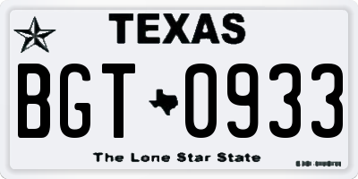 TX license plate BGT0933