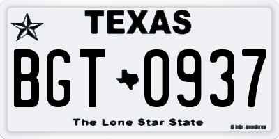 TX license plate BGT0937
