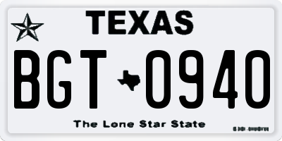 TX license plate BGT0940