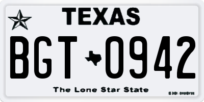 TX license plate BGT0942
