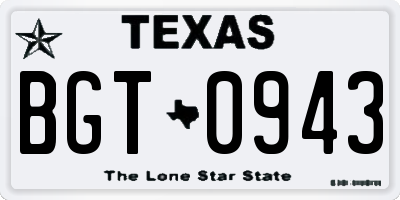 TX license plate BGT0943