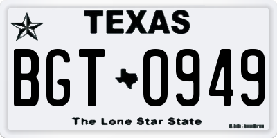 TX license plate BGT0949