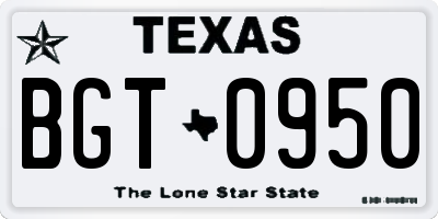 TX license plate BGT0950
