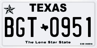 TX license plate BGT0951