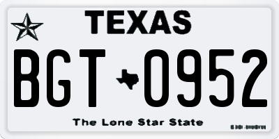 TX license plate BGT0952
