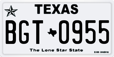 TX license plate BGT0955