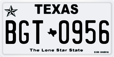TX license plate BGT0956