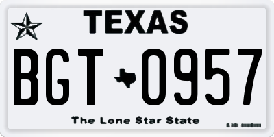 TX license plate BGT0957