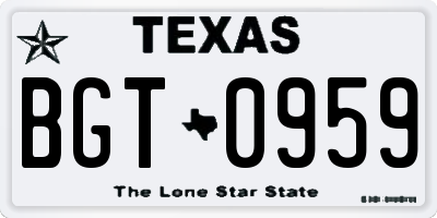 TX license plate BGT0959