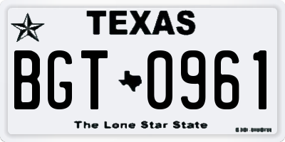TX license plate BGT0961