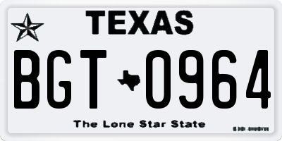TX license plate BGT0964