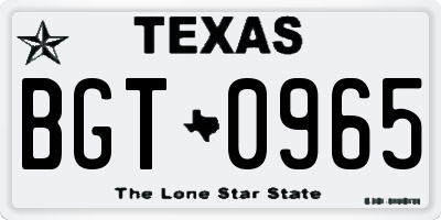 TX license plate BGT0965