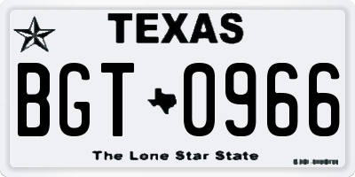 TX license plate BGT0966