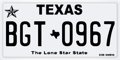 TX license plate BGT0967